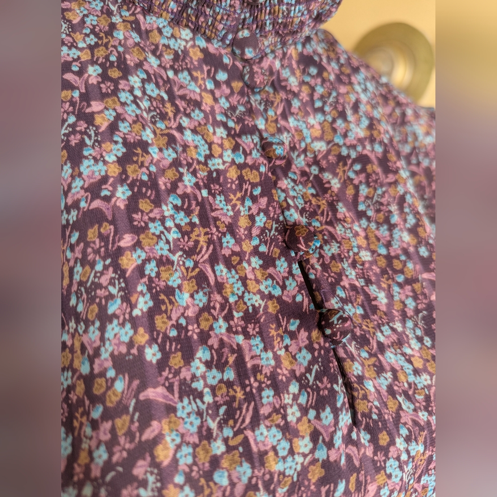 Vintage The Kollection Ltd. Size Small Ditsy Floral Midi Cottagecore Dress - Picture 4 of 9
